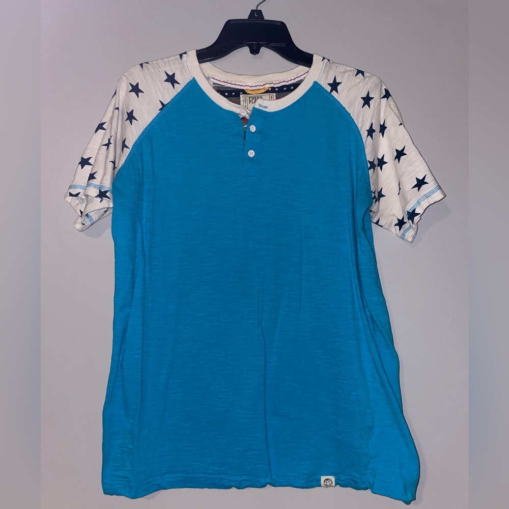 🇺🇸Free Planet Blue Raglan T-Shirt with Starred Sleeves